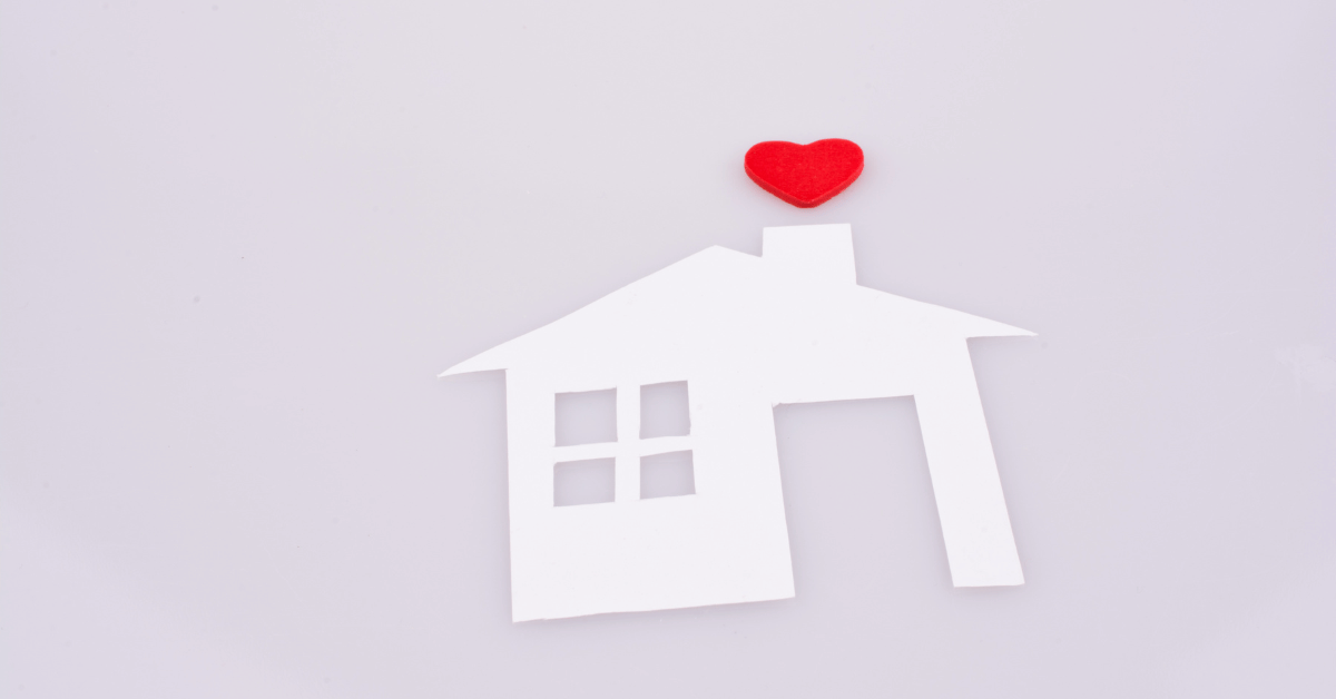 house with heart gray background