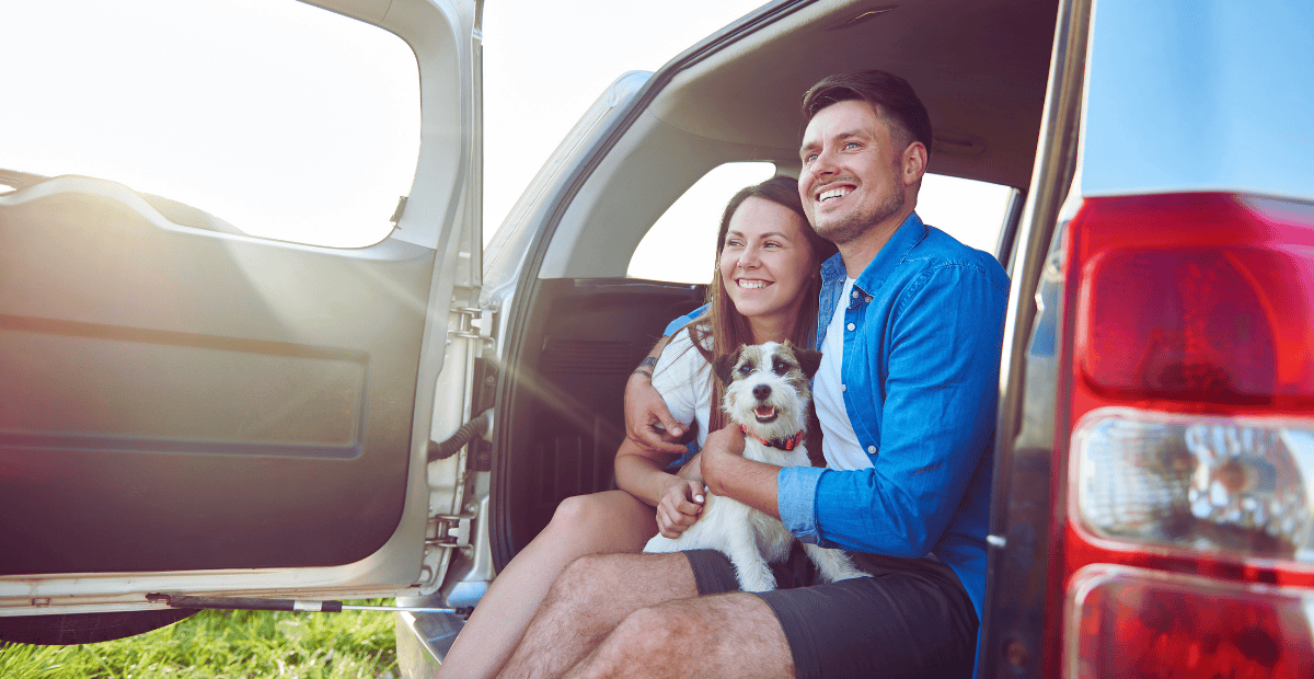 couple with dog